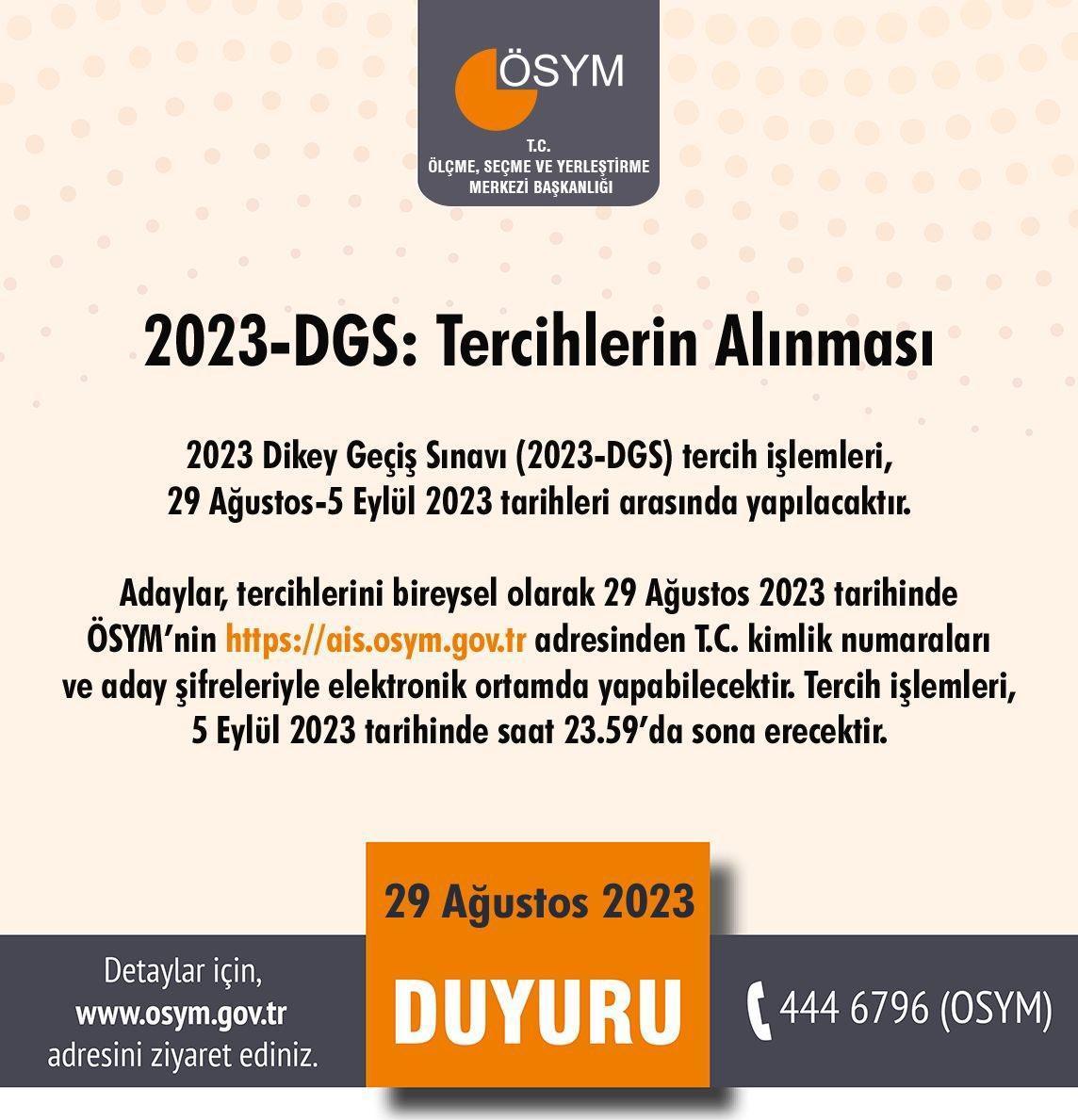 DGS TERCİHLERİ 2023 BAŞLADI! || ÖSYM 2023 DGS Tercih Kılavuzu ...