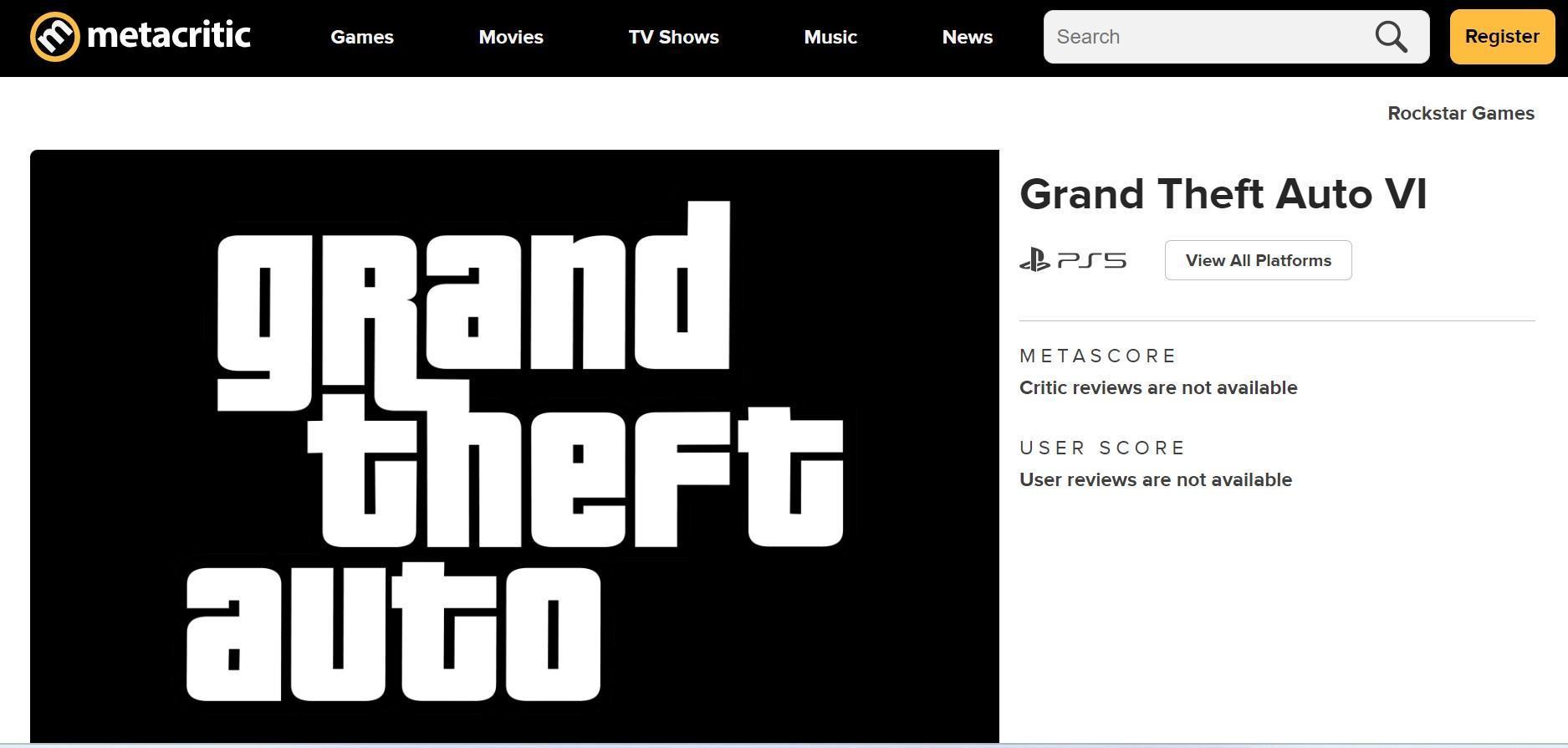 Grand Theft Auto VI - Metacritic