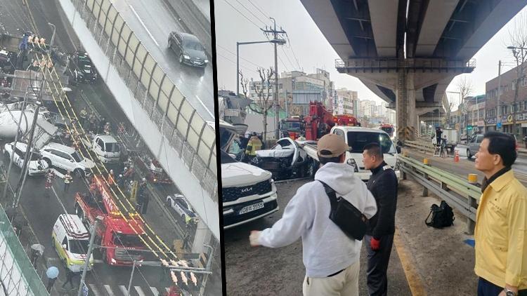 13 araç birbirine girdi Güney Kore'de 17 yaralı