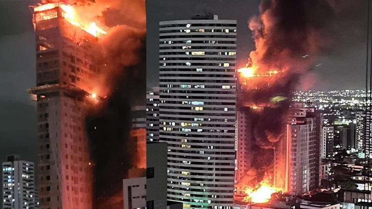 33 katlı bina alev alev yandı