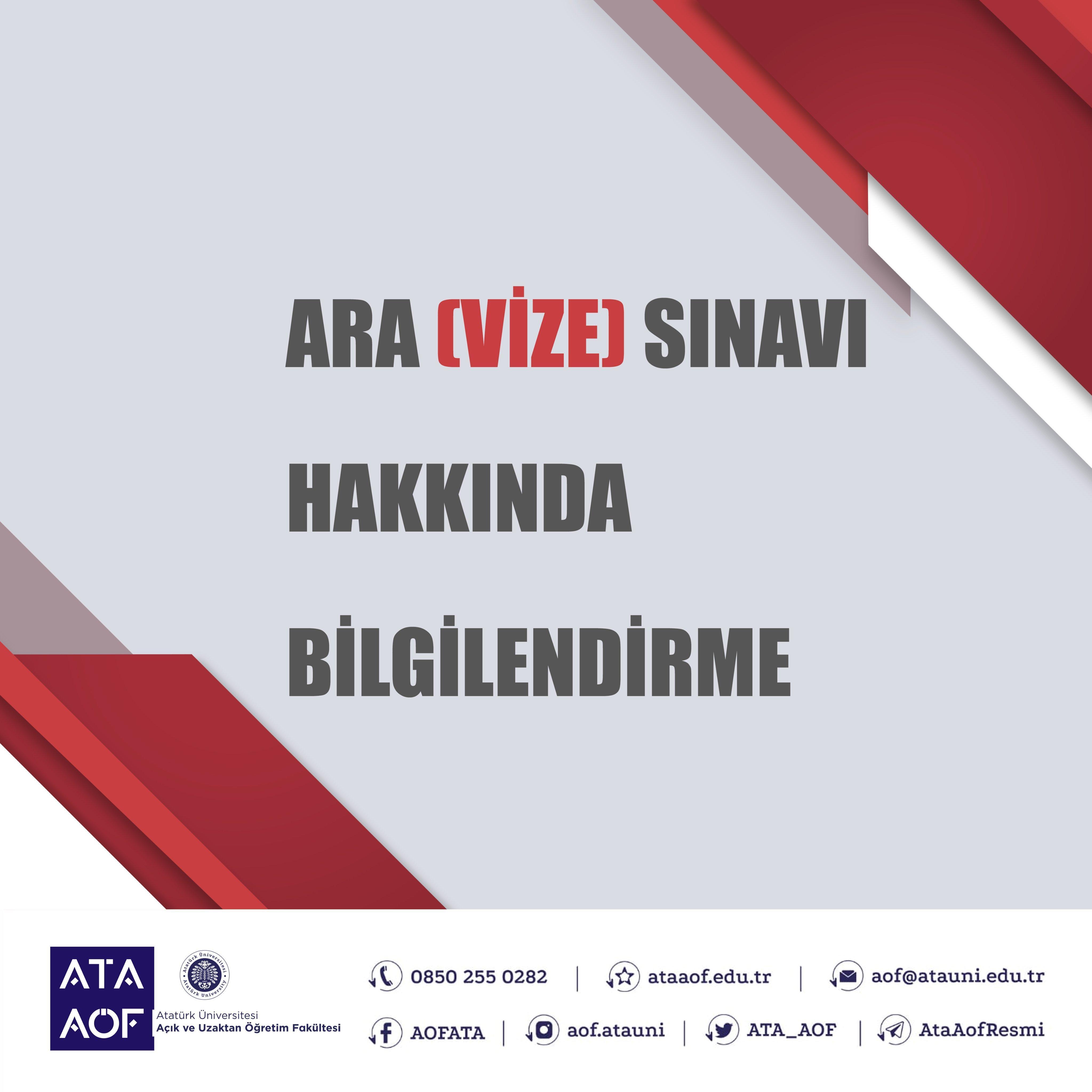 ATA AÖF SINAV SÜRESİ VE OTURUM SAATİ || 2024 ATA AÖF (ara Dönem) Vize ...