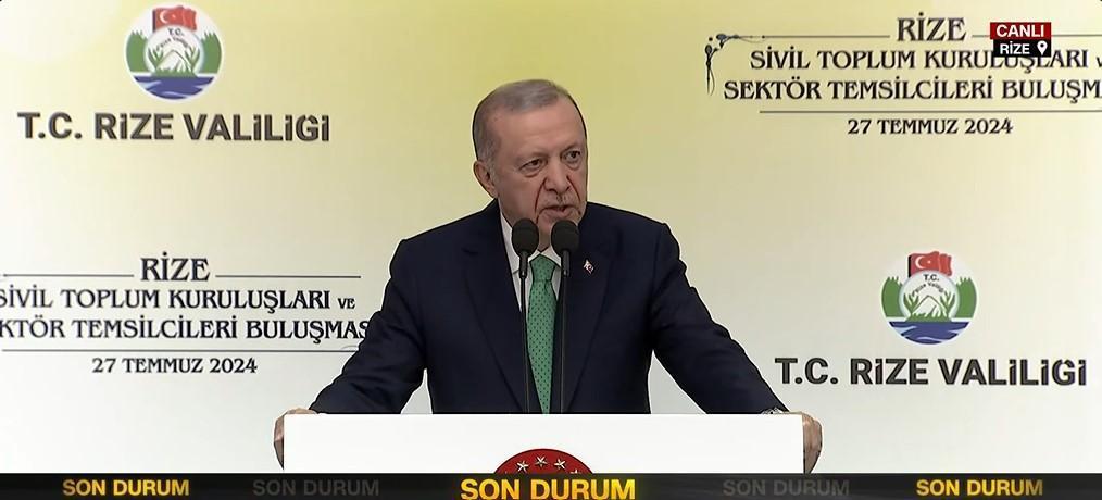 Son dakika... Cumhurbaşkanı Erdoğan, Rize'de açıklamalarda bulunuyor