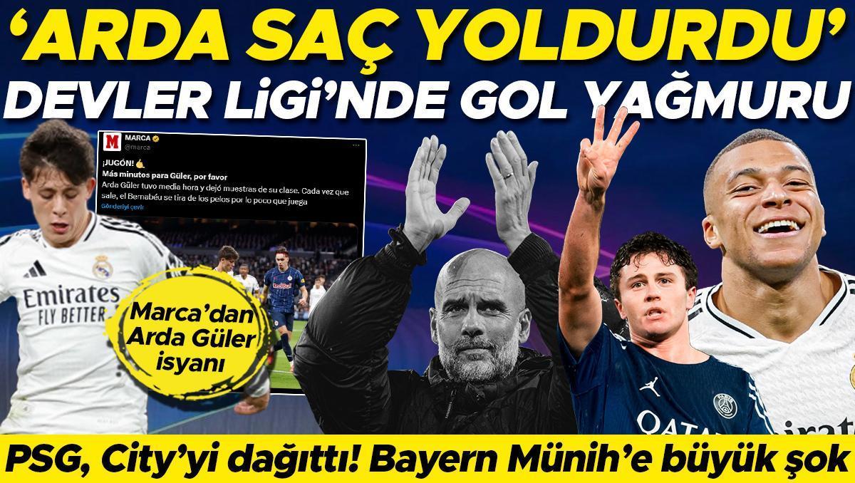 Dün gece Şampiyonlar Ligi'nde gol yağmuru vardı: Arda Güler'li Real Madrid'den en farklı skor! PSG-Manchester City maçında 6 gol