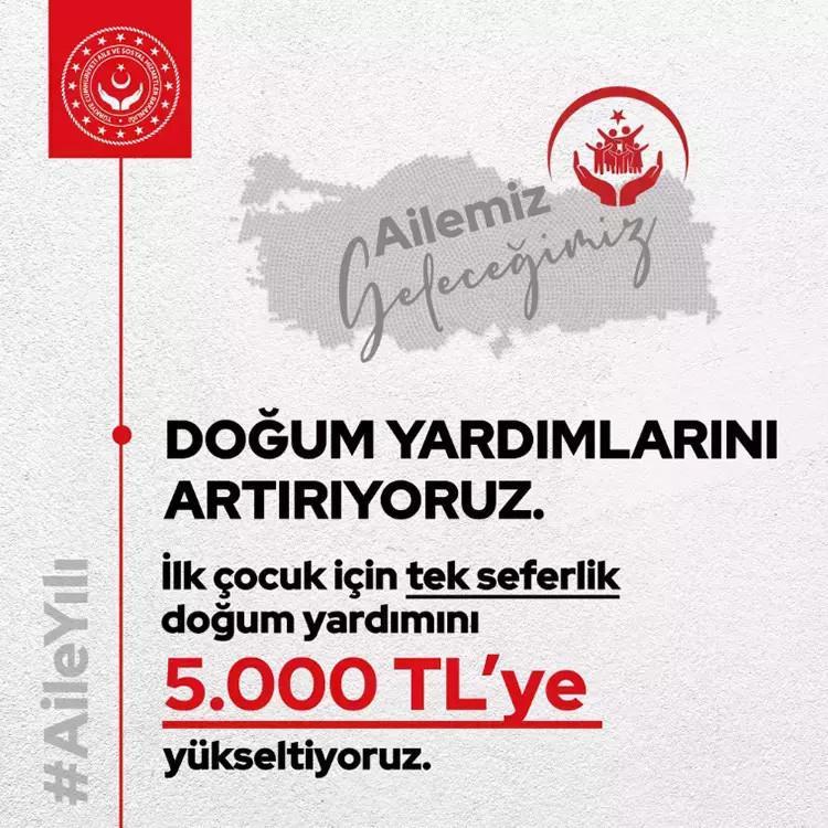 TEK SEFERLİK DOĞUM YARDIMI 5 BİN LİRA