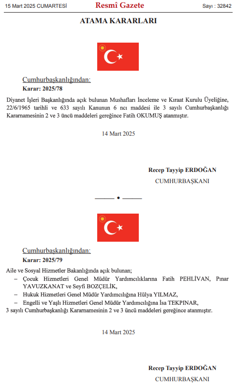 15 MART RESMİ GAZETE ATAMALARI NELER 15 MART RESMİ GAZETE ATAMALARI NELER