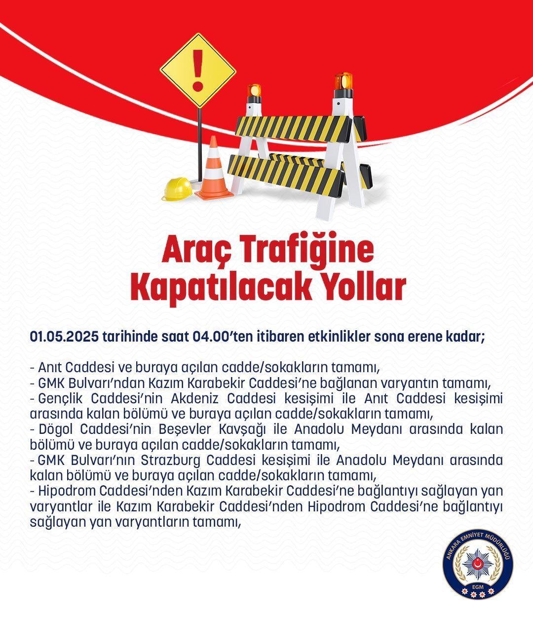 1 MAYIS TRAFİĞE KAPALI YOLLAR LİSTESİ 2025 İstanbul, Ankara || 1 Mayısta Taksim kapalı mı, İstanbul ve Ankarada yarın hangi yollar trafiğe kapalı olacak ve ne zaman açılacak 1 MAYIS TRAFİĞE KAPALI YOLLAR LİSTESİ 2025 İstanbul, Ankara || 1 Mayısta Taksim kapalı mı, İstanbul ve Ankarada yarın hangi yollar trafiğe kapalı olacak ve ne zaman açılacak