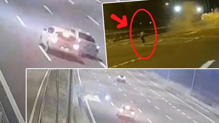 Takla atan otomobilden yola fırladı! Dehşet anı kamerada