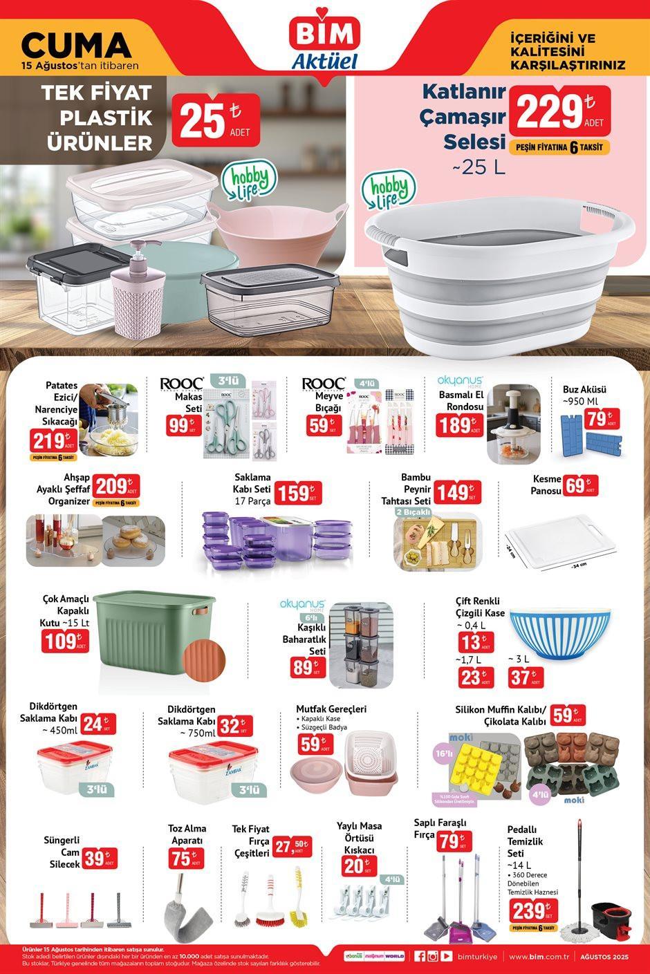 BİM AKTÜEL 15 AĞUSTOS 2025 KATALOĞU