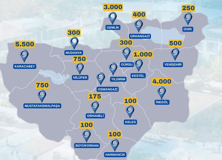 BURSA TOKİ EVLERİ İLÇELERİ AÇIKLANDI
