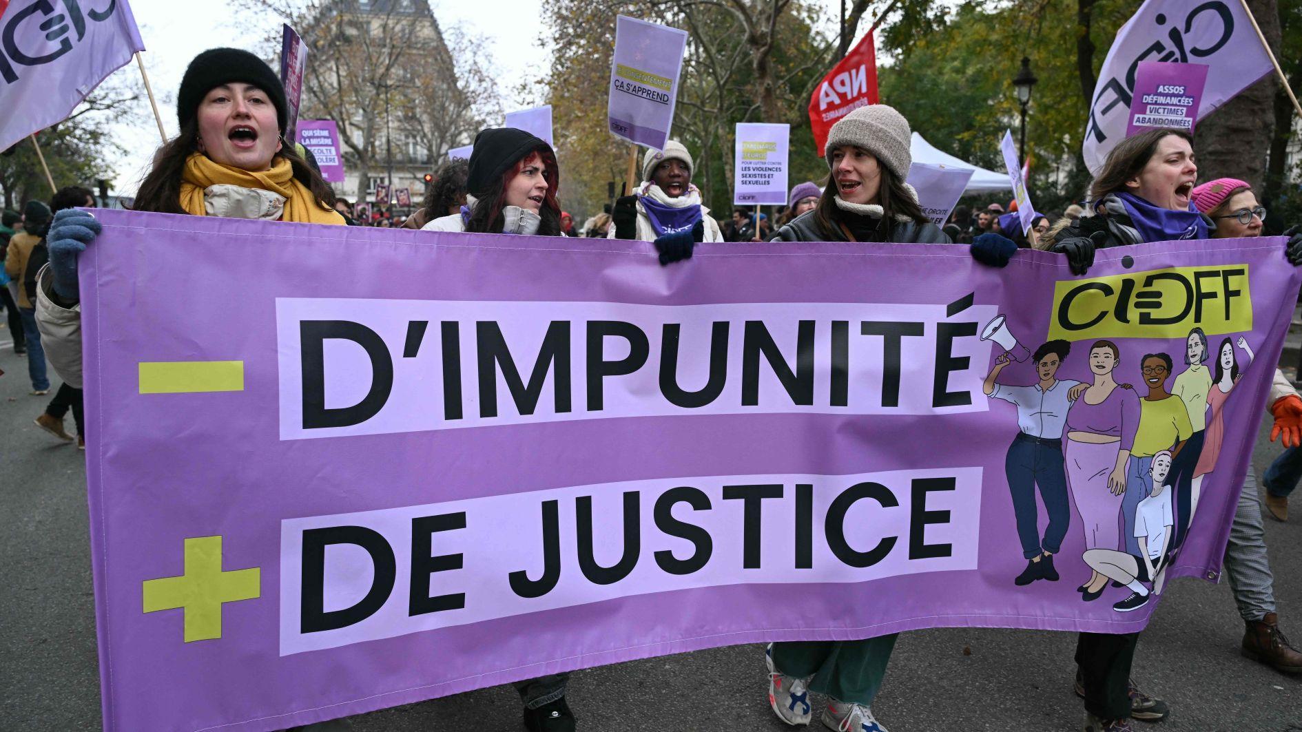 Thousands march in France to demand action on violence against women