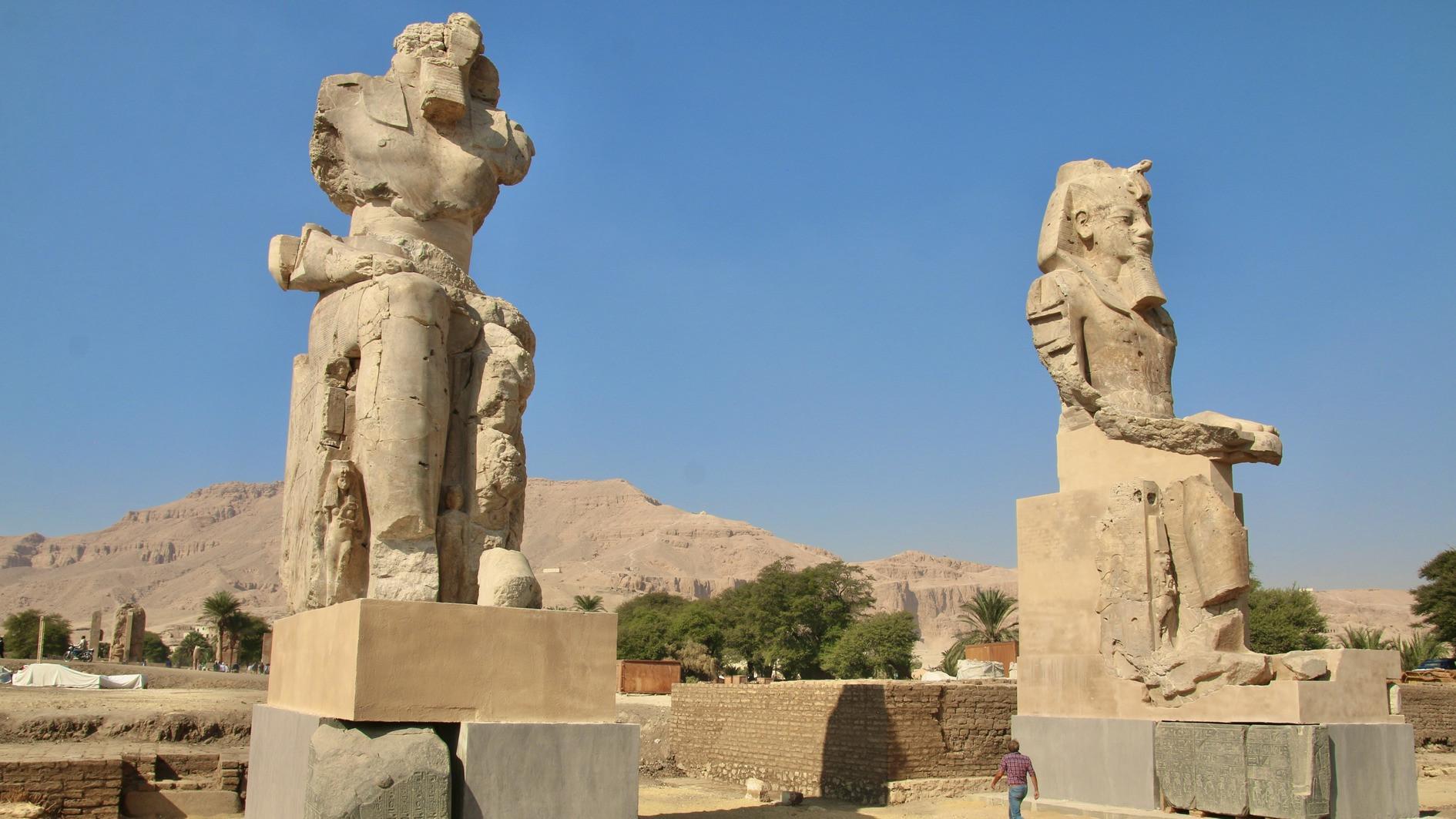 Egypt reveals restored colossal statues of pharaoh in Luxor