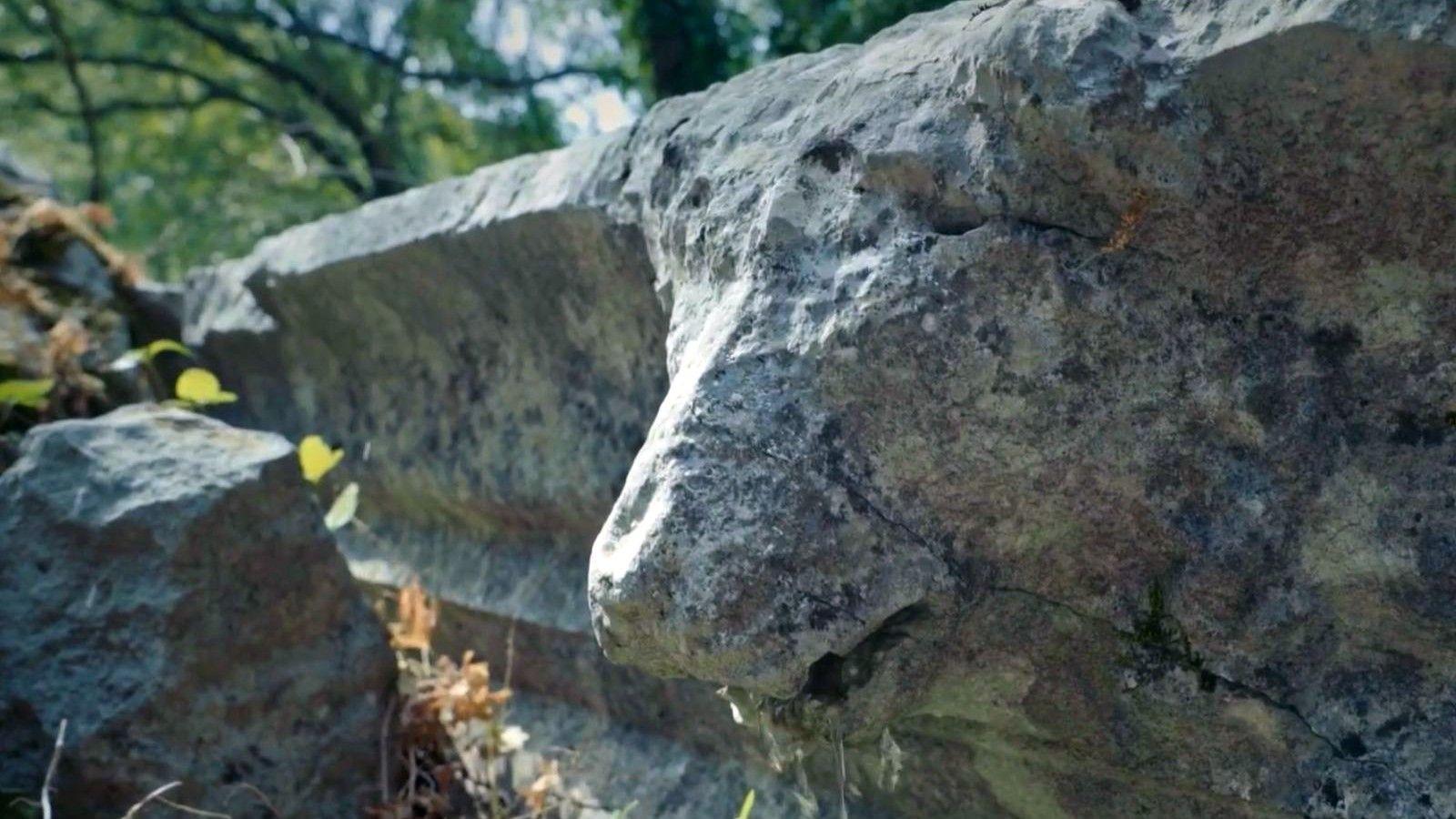 Lion-headed gargoyle destroyed at ancient city