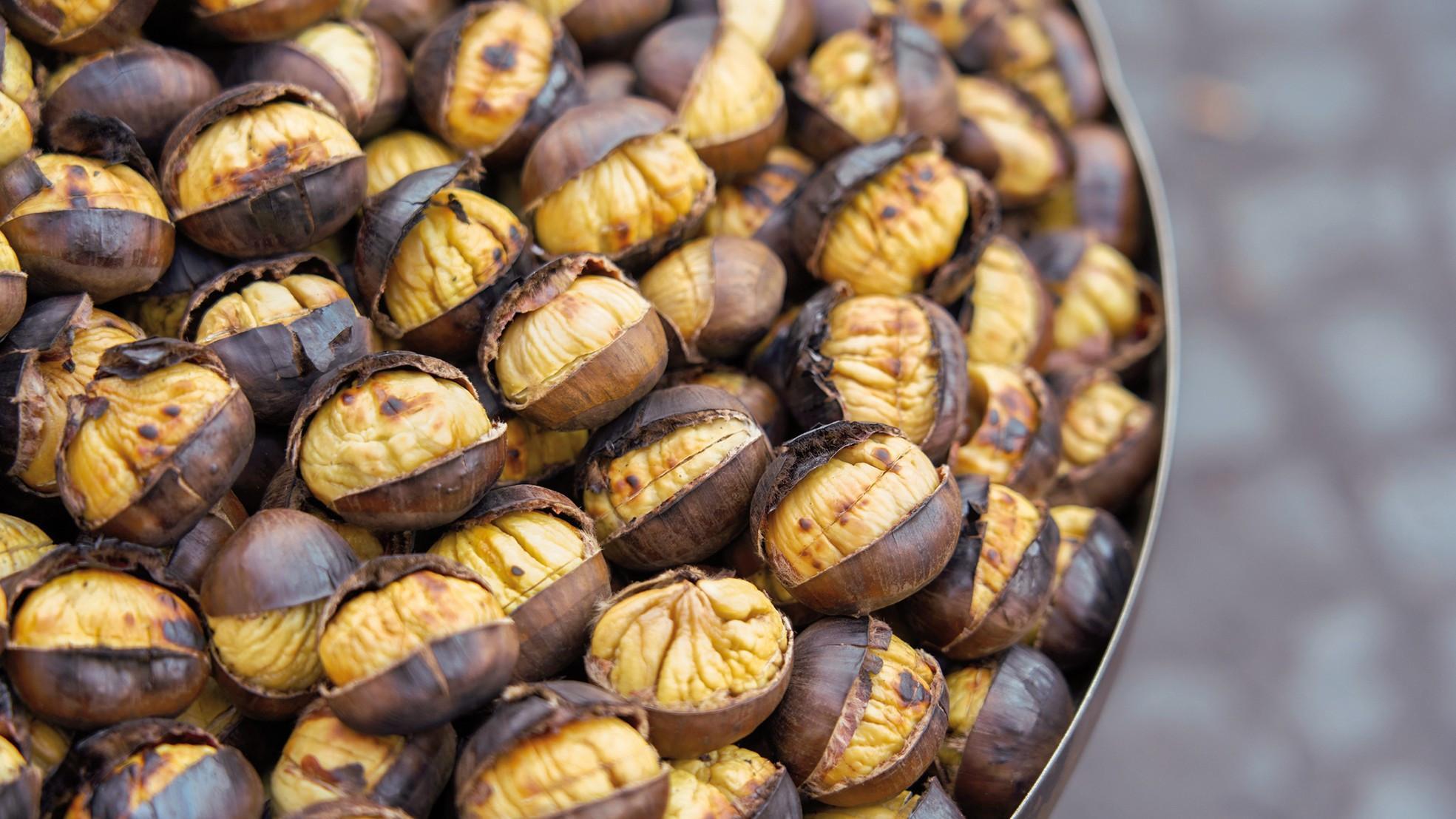 Chestnuts roasting on an open fire