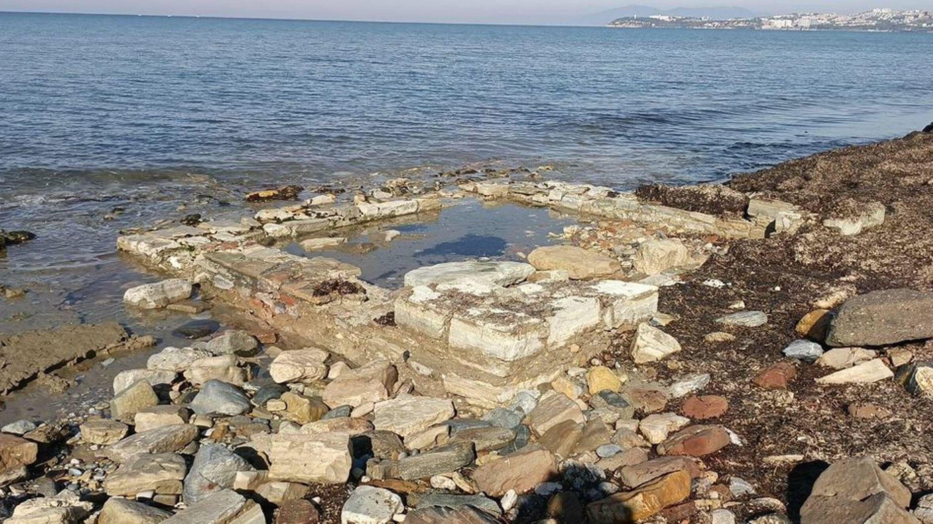 Historic remains emerge in Kuşadası after heavy rains