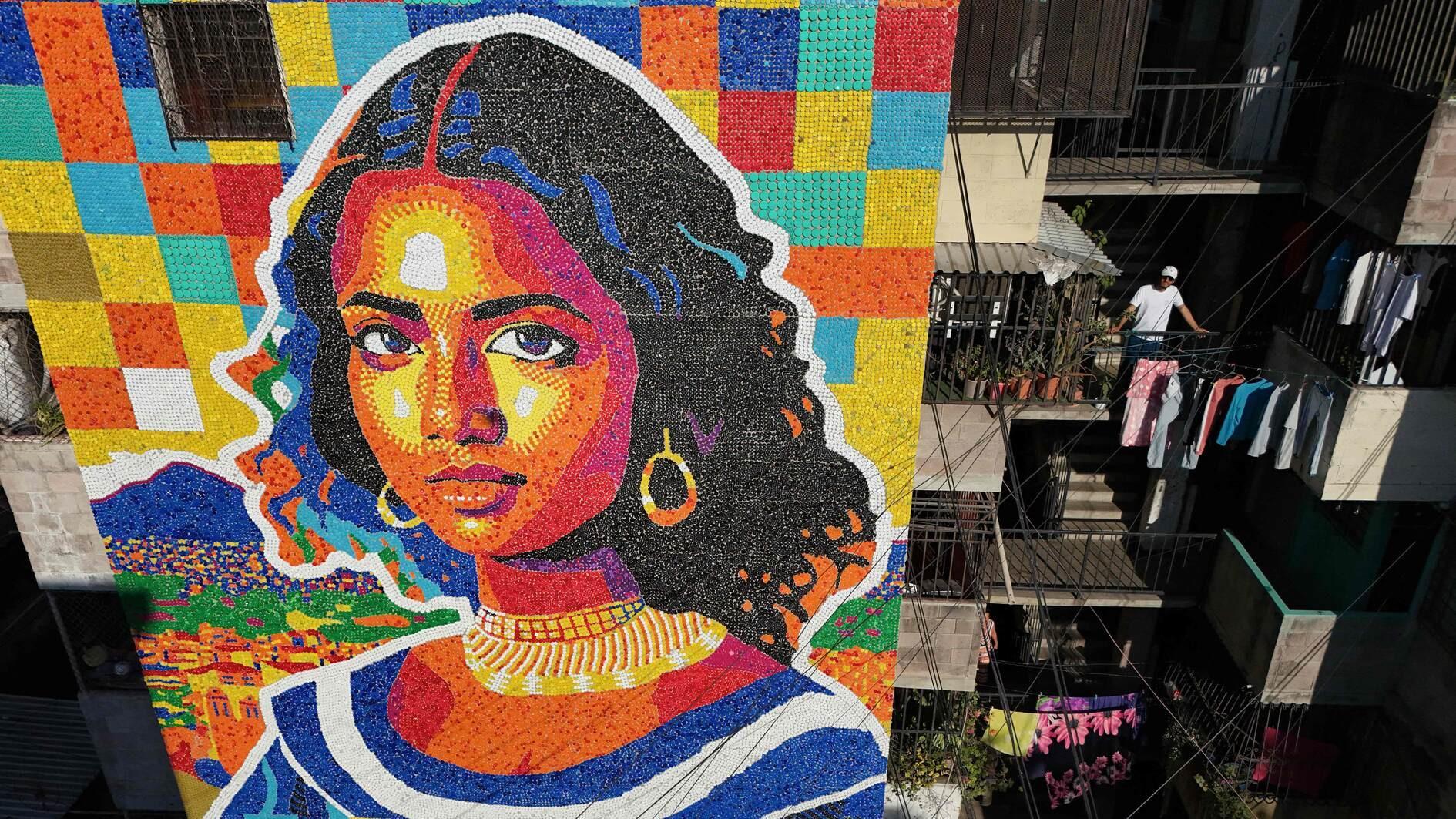 'Latin American Mona Lisa' created with plastic bottle caps