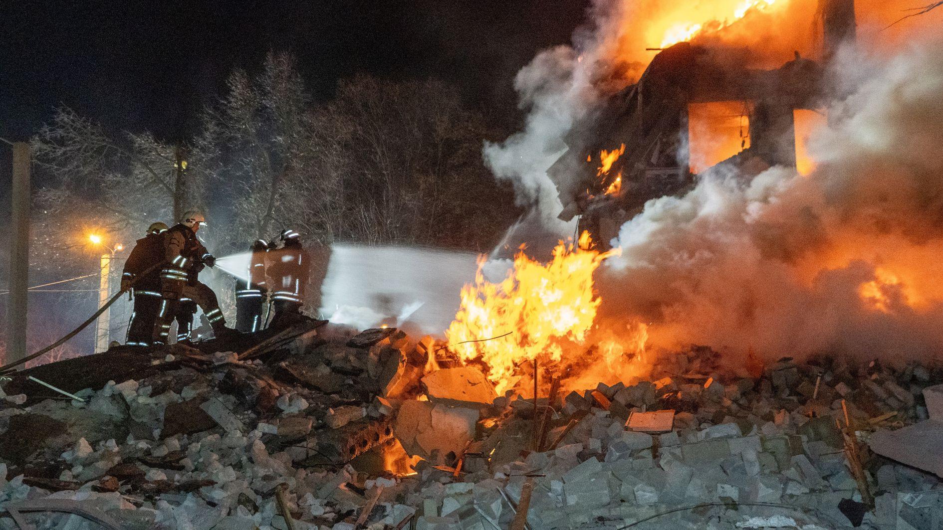 Russian strike on Kharkiv apartment block kills ten