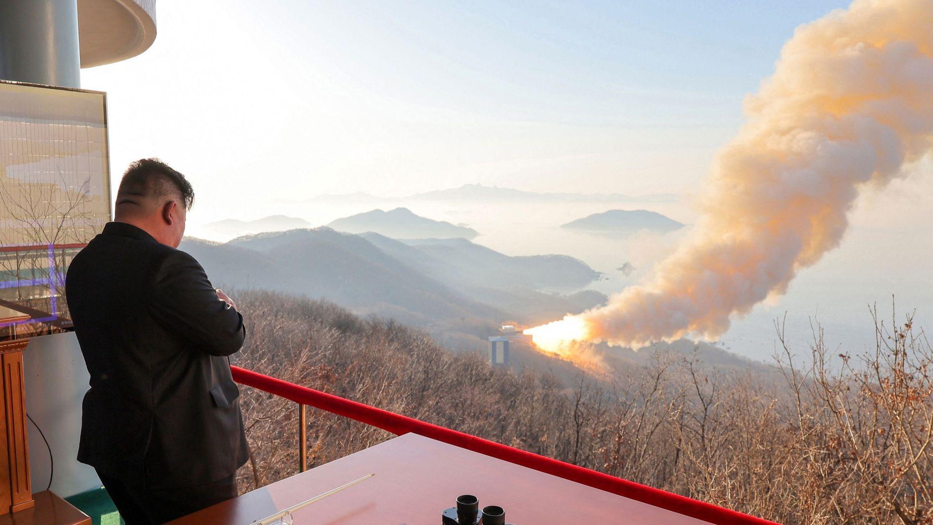North Koreas Kim oversees test of high-thrust engine