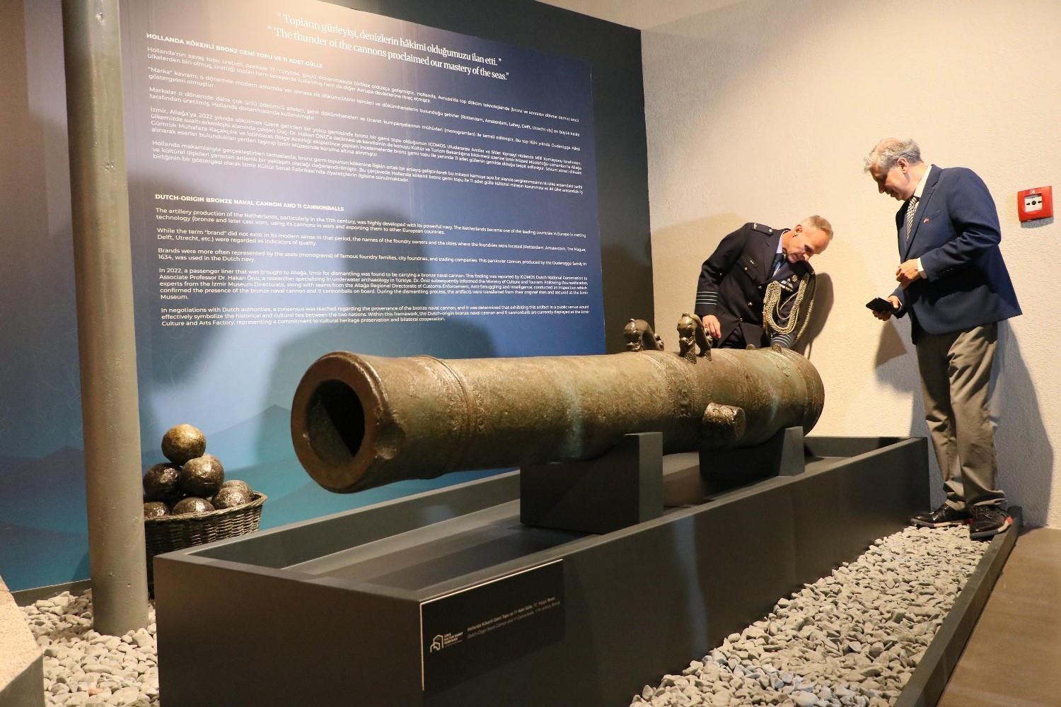 17th-century Dutch ship cannon put on display in İzmir