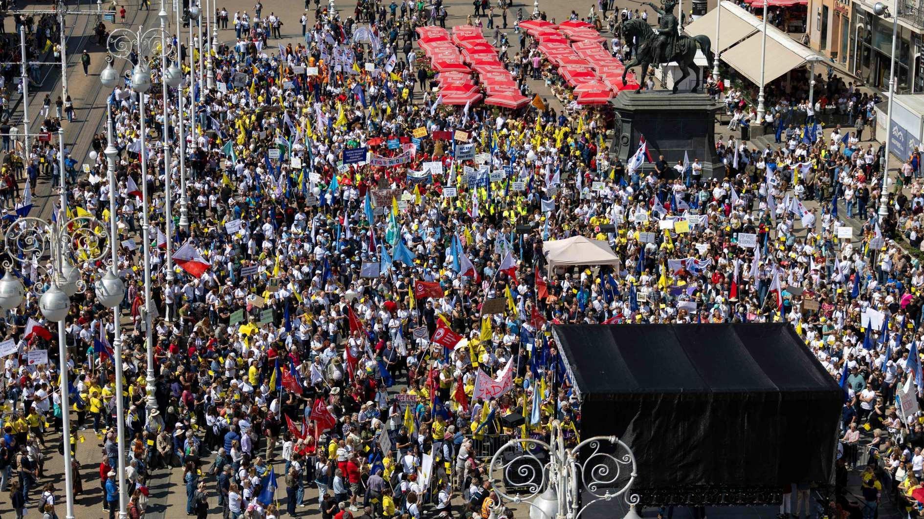 Croatians protest seeking higher wages, pensions