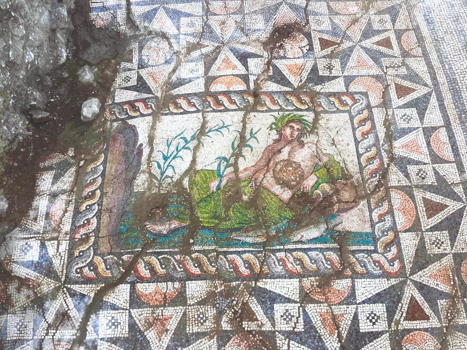 Rare river god mosaic uncovered at Aspendos