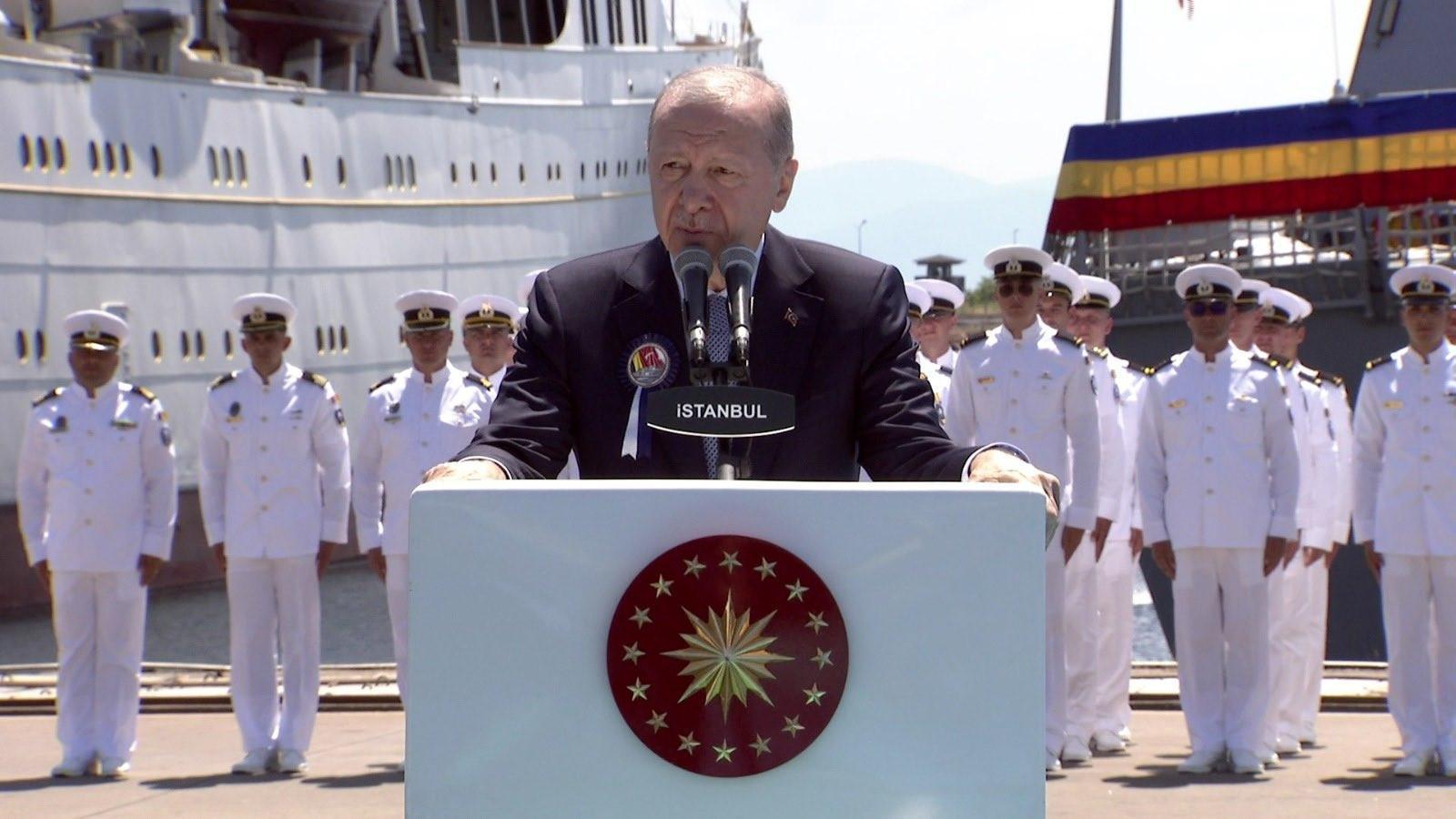 Erdoğan hails Türkiye’s first warship delivery to NATO, EU member