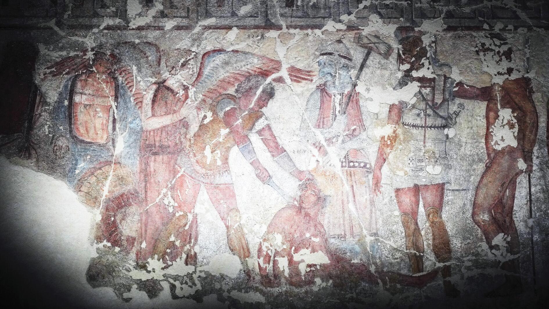 Italy displays paintings from an ancient Etruscan tomb
