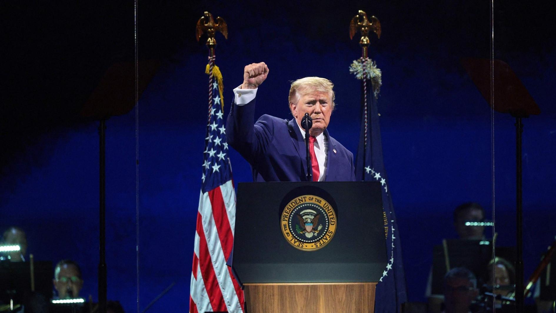 Trump hails US, blasts 'communists' in 250th anniversary speech