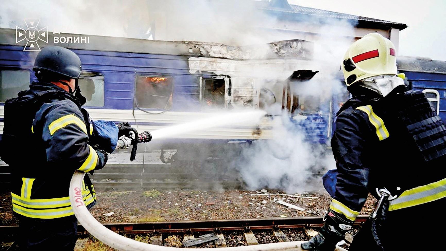 Russian strike on Ukraine train ‘meant to scare’ West