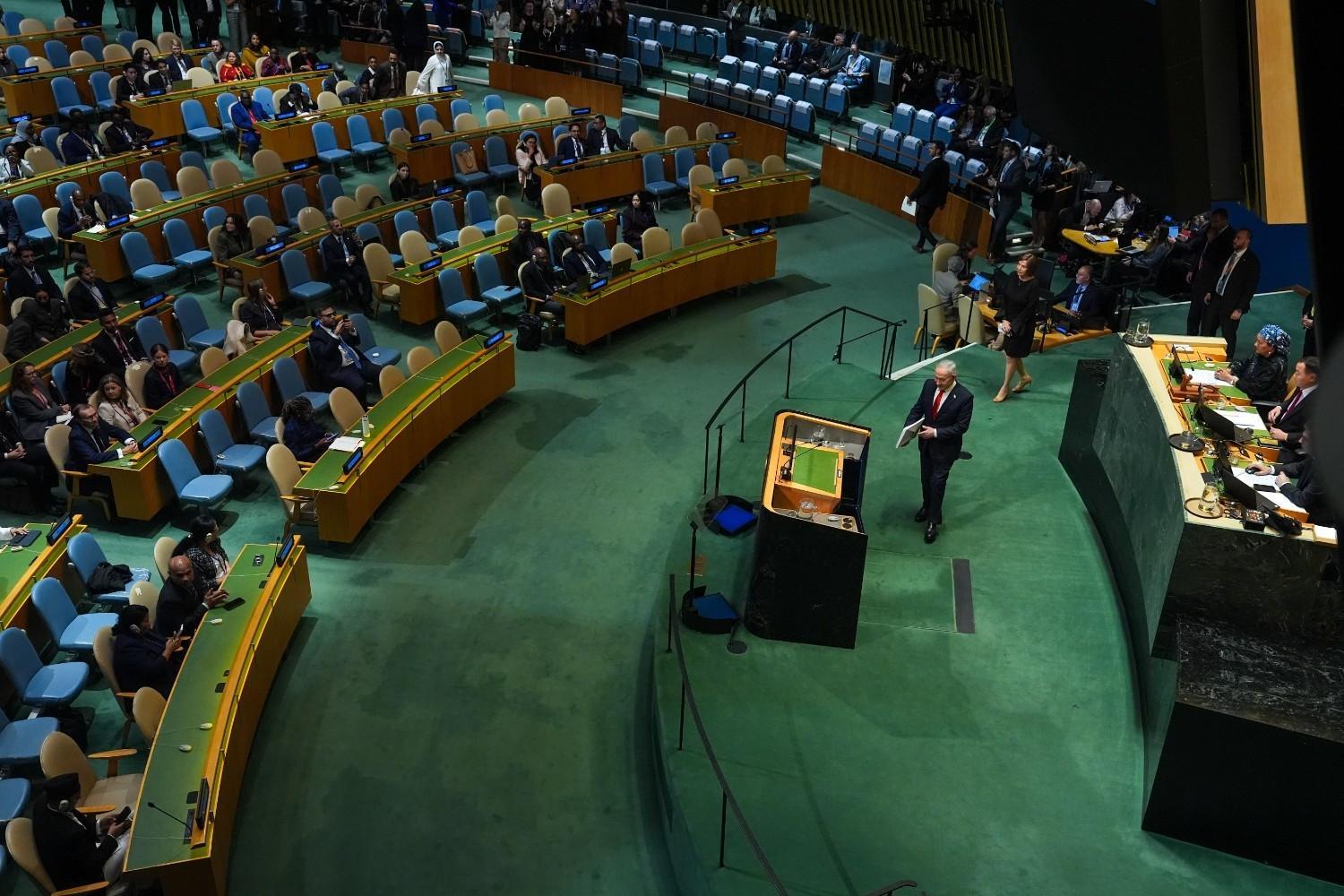 Walkout and street protests mark Netanyahu’s UN address