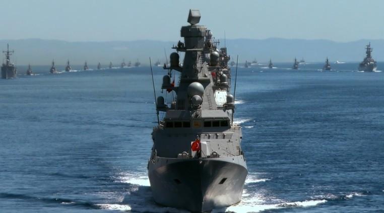 Turkish warships parade in Bosphorus to mark key victory
