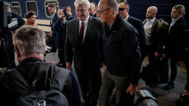 Russian strike hits Kyiv bridge as Merz visits