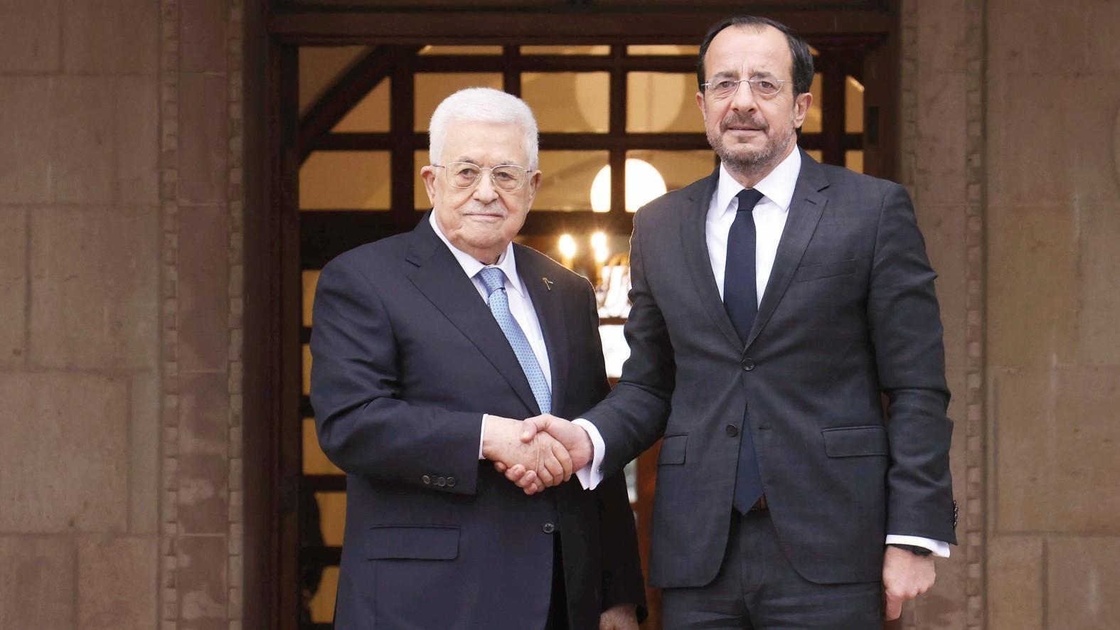 Palestinian president pays rare visit to Greek Cyprus
