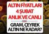 ALTIN FİYATLARI CANLI 4 ŞUBAT 2026 ÇARŞAMBA SON DAKİKA || Altın iki günde 1000 TL fark attı! Bugün 1 gram altın, çeyrek altın alış