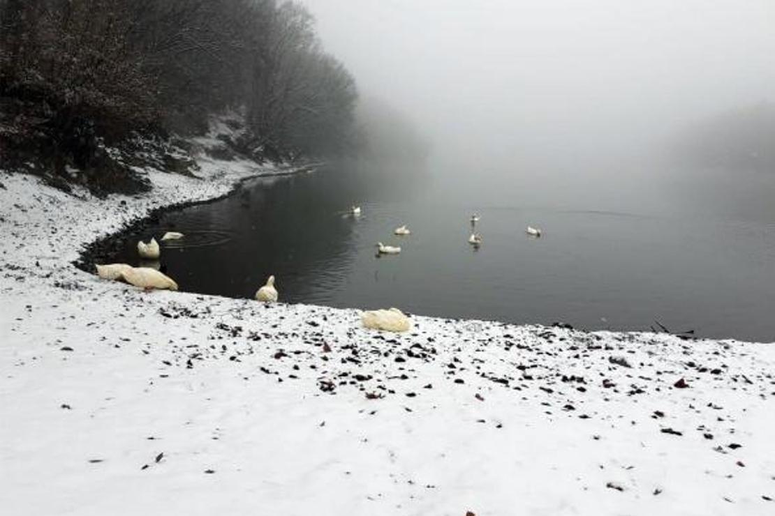 Boraboy Gölü'nde kar güzelliği