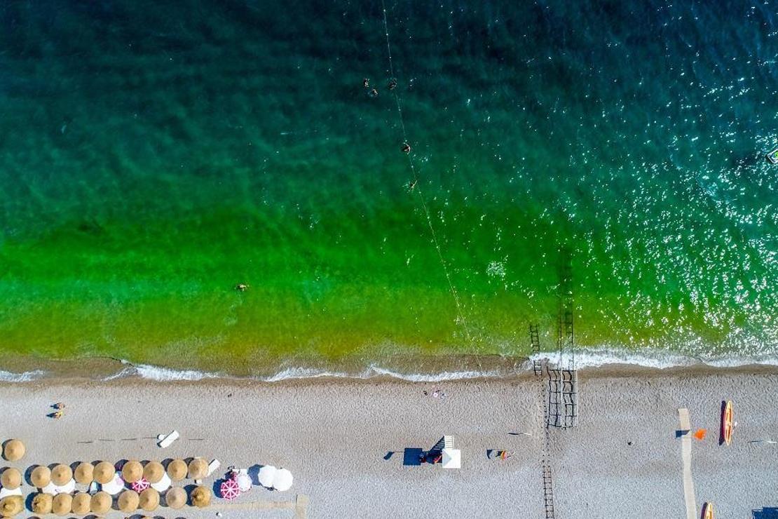 Antalya'da deniz yeşile döndü, tatilciler korktu