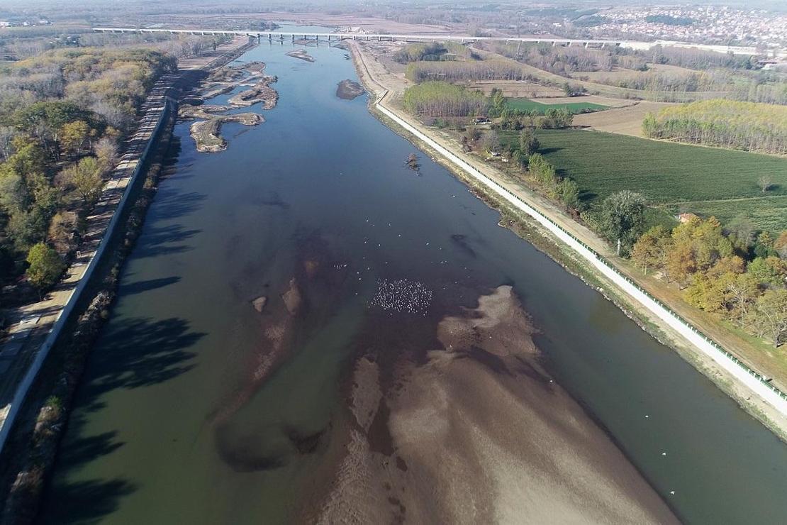 Edirne'de kuraklık; Meriç Nehri'nde kum adacıkları oluştu