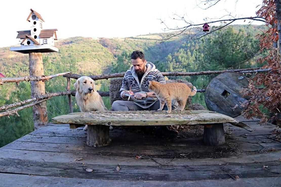 Salgından ve stresten uzak bir hayat... Ağaç evinde doğayla iç içe bir yaşam sürüyor