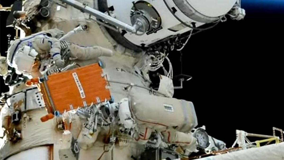 Russian Cosmonauts’ Spacewalk to Install Nanosatellite and Communication Hardware on the International Space Station