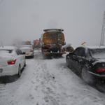Heavy snow blocks Ankara-Istanbul highway in Turkey