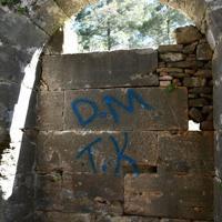 Vandals spray paint historic Side artifacts