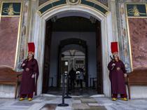 Gendarmes at Topkapı Palace stand guard in Ottoman uniforms
