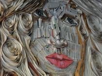 Portrait made of books highlights zero-waste art