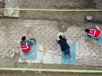 Ancient mosaic unearthed during post-quake excavations in Hatay