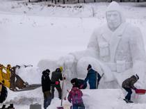 Snow sculpture completed in Kars ahead of Sarıkamış Campaign anniversary