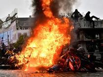 Chaotic scenes as police, youths face off at Brussels protest