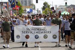 Uniformed troops in US gay pride parade