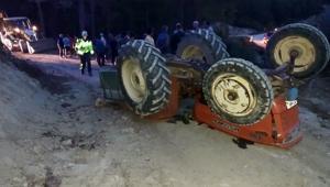Traktör devrildi: 1 ölü, 1 yaralı