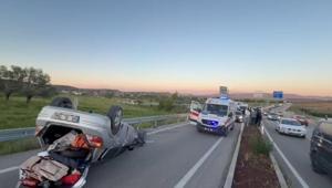 Piknikten dönen ailenin bulunduğu otomobil takla attı: 4'ü çocuk 7 yaralı