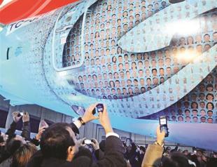 Photos of airline staff on plane