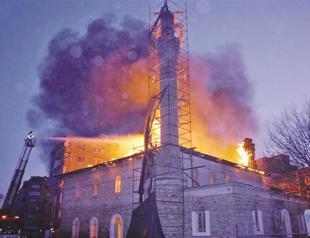 Mosque burnt out during restoration